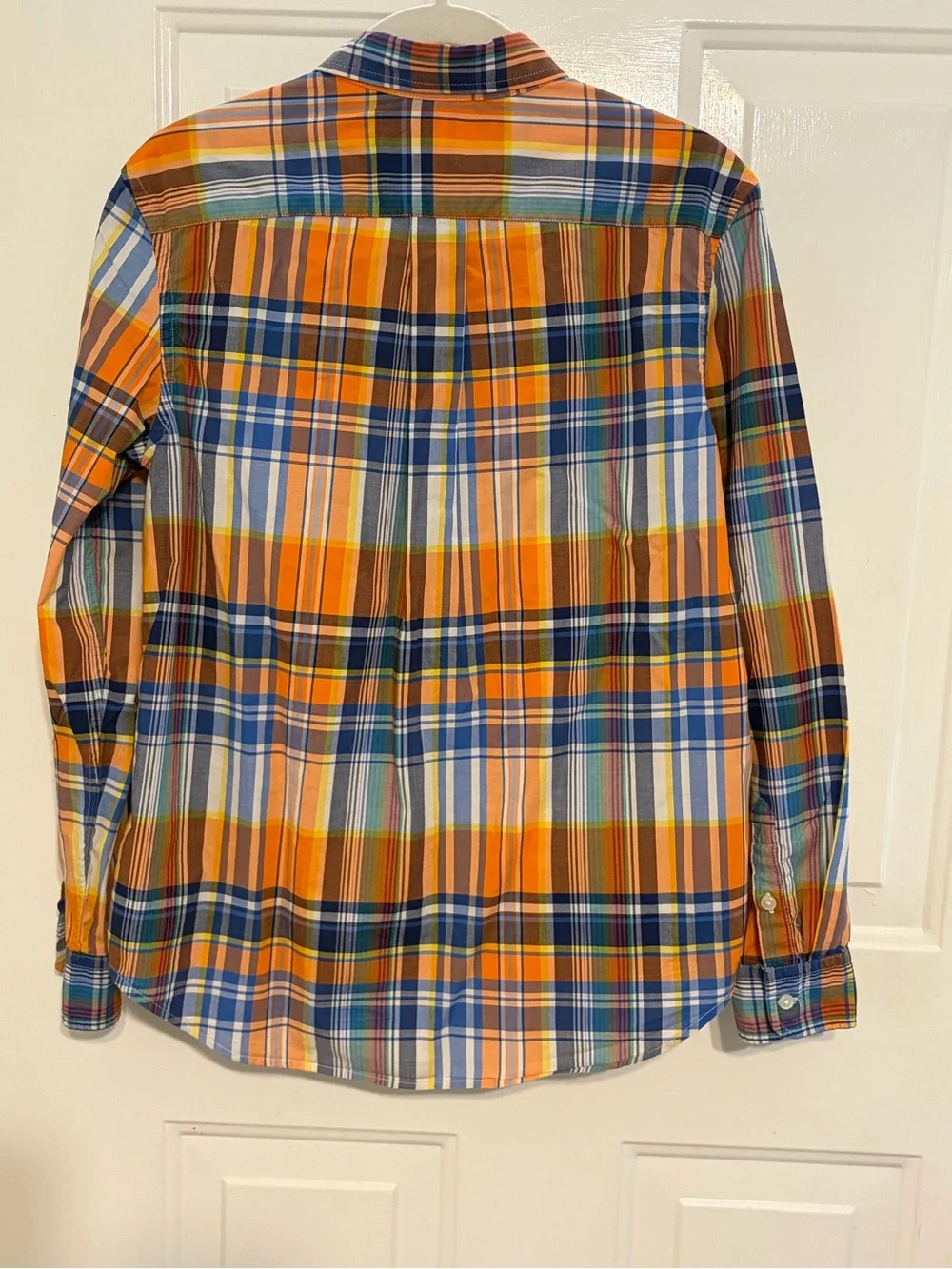 Ralph Lauren Boy’s Classic Orange Plaid Button Down  Shirt Size 14-16 EUC